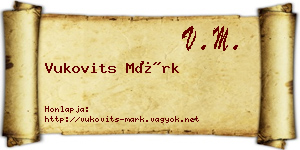 Vukovits Márk névjegykártya